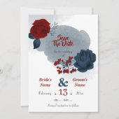 Blauwbloemen, romantisch save the date (Voorkant)