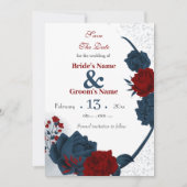 Blauwbloemen, romantisch save the date (Voorkant)