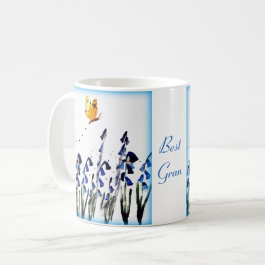 Blauwbloemen Vlinderbloemigen Tweekleurige Koffiemok (Voorkant links)