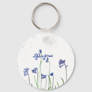 Blauwbloemen waterverf blauwe bloemen natuur sleutelhanger