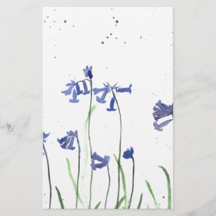 Blauwbloemen waterverf bloemen blauw bloemroos briefpapier