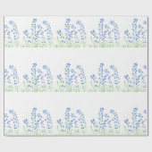 Blauwbloemen Waterverf Floral Rustic Cadeaupapier (Vlak)