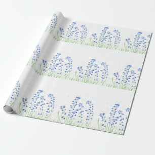 Blauwbloemen Waterverf Floral Rustic Cadeaupapier