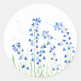 Blauwbloemen waterverf Natuur gierig Ronde Sticker
