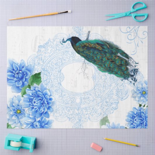 Blauwbloemig voetstuk tissuepapier (Craft)