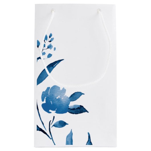 Blauwbloemige Chinoiserie Wedding monogram Klein Cadeauzakje (Achterkant)