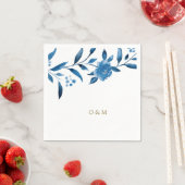 Blauwbloemige Chinoiserie Wedding monogram Servetten (Insitu)