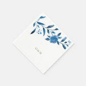 Blauwbloemige Chinoiserie Wedding monogram Servetten (Hoek)
