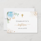 Blauwbloemige eucalyptusbaptisme RSVP-kaart RSVP Kaartje (Achterkant)