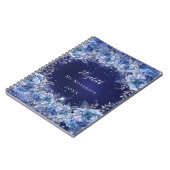 Blauwbloemige glitternaam glamoureus notitieboek (Linkerzijde)
