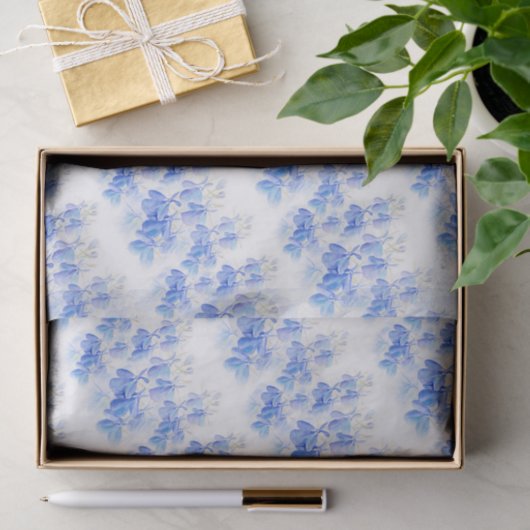 Blauwbloemige lobelia waterverf tissuepapier (Geschenk)