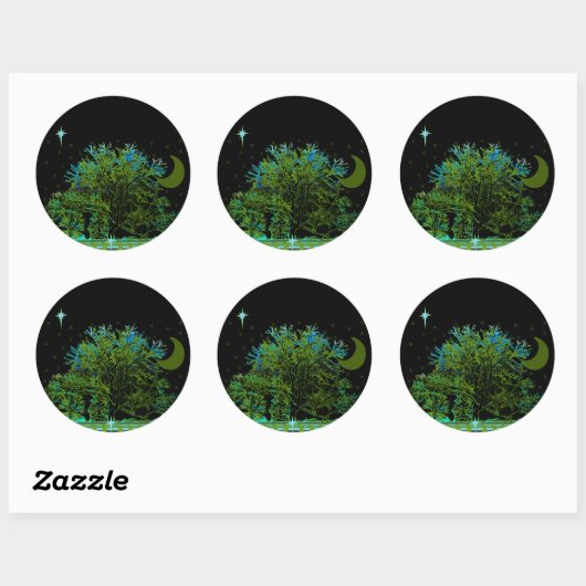 Blauwbomen Ronde Sticker (Vel)