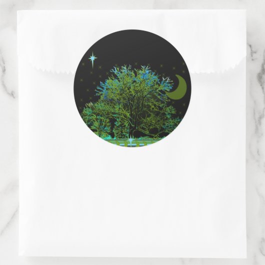 Blauwbomen Ronde Sticker (Tas)