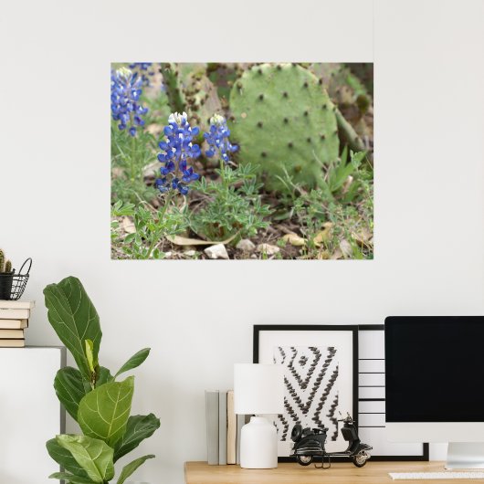Blauwbonen en prickly Pear Poster (Thuiskantoor)