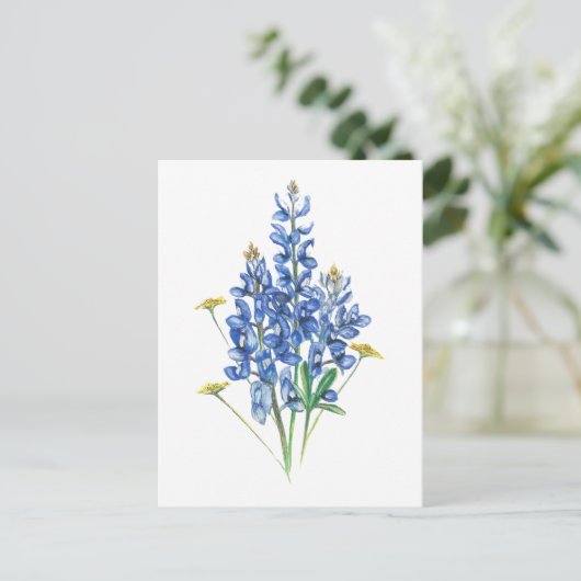 Blauwbonen en wilde bloemen briefkaart (Staand voorkant)