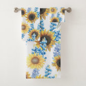 Blauwbonen en zonnebloemen bad handdoek (Insitu)