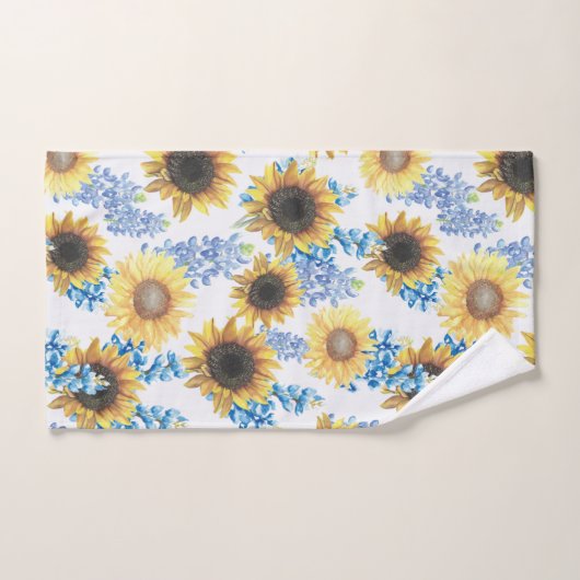 Blauwbonen en zonnebloemen bad handdoek (Handdoek)