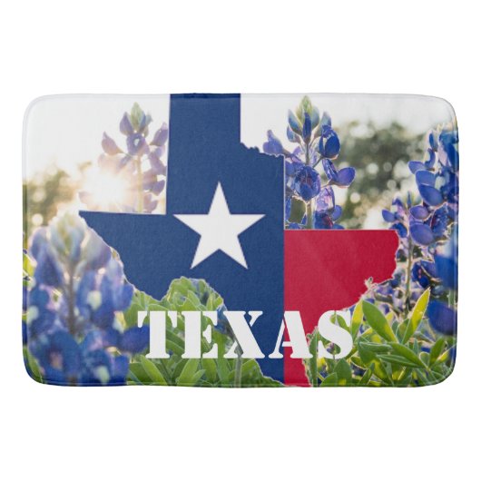 Blauwbonnaars Blauwe Bloemen Texan Floral Badmat (Voorkant)