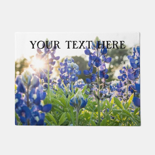 Blauwbonnaars Blauwe Bloemen Texan Floral Deurmat (Voorkant)
