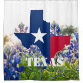 Blauwbonnaars Blauwe Bloemen Texan Floral Douchegordijn (Voorkant)