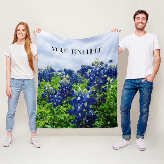 Blauwbonnaars Blauwe Bloemen Texan Floral Fleece Deken (In situ)