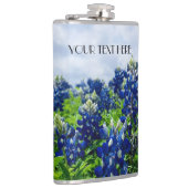 Blauwbonnaars Blauwe Bloemen Texan Floral Heupfles (Rechts)