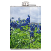 Blauwbonnaars Blauwe Bloemen Texan Floral Heupfles (Achterkant)