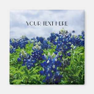 Blauwbonnaars Blauwe Bloemen Texan Floral Magneet