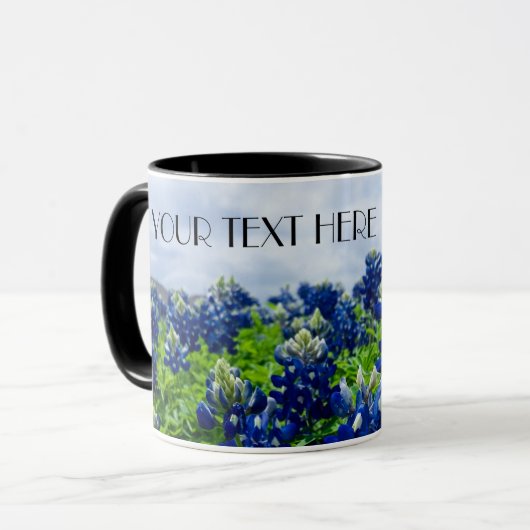 Blauwbonnaars Blauwe Bloemen Texan Floral Mok (Voorkant links)