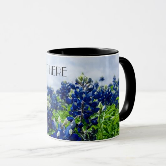 Blauwbonnaars Blauwe Bloemen Texan Floral Mok (Voorkant rechts)