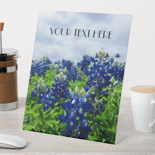 Blauwbonnaars Blauwe Bloemen Texan Floral Reclamebord Met Voetstuk (Insitu)