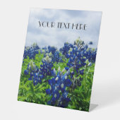 Blauwbonnaars Blauwe Bloemen Texan Floral Reclamebord Met Voetstuk (Voorkant)