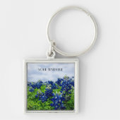 Blauwbonnaars Blauwe Bloemen Texan Floral Sleutelhanger (Voorkant)