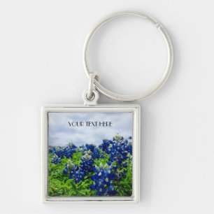 Blauwbonnaars Blauwe Bloemen Texan Floral Sleutelhanger