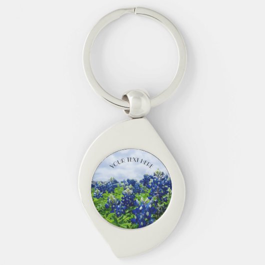 Blauwbonnaars Blauwe Bloemen Texan Floral Sleutelhanger (Voorkant)