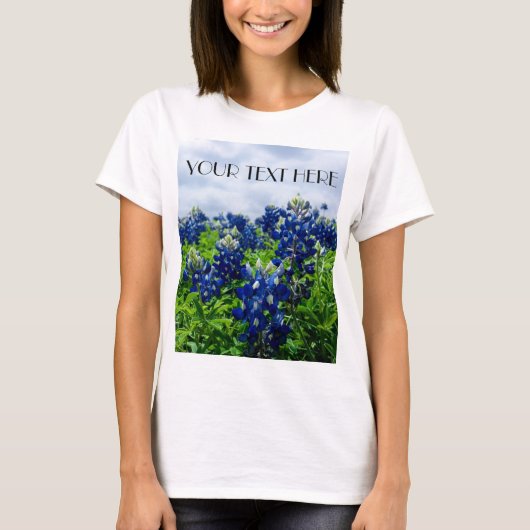 Blauwbonnaars Blauwe Bloemen Texan Floral T-shirt (Voorkant)