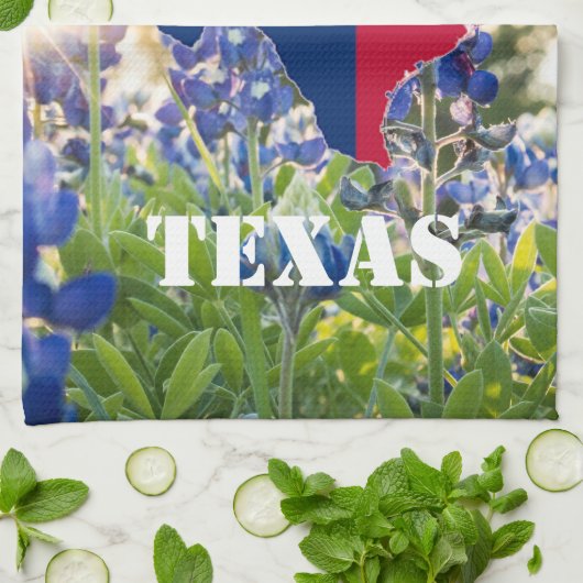 Blauwbonnaars Blauwe Bloemen Texan Floral Theedoek (Gevouwen)