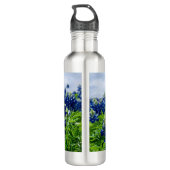 Blauwbonnaars Blauwe Bloemen Texan Floral Waterfles (Achterkant)