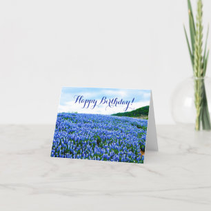 Blauwbonnaars Blauwe Bloemen Texas Birthday Floral Bedankkaart