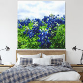 Blauwbonnaars Blauwe Bloemen Texas Texan Floral Canvas Afdruk (Insitu (Slaapkamer))
