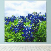 Blauwbonnaars Blauwe Bloemen Texas Texan Floral Canvas Afdruk (Insitu (Houten vloer))