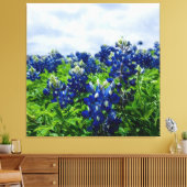 Blauwbonnaars Blauwe Bloemen Texas Texan Floral Canvas Afdruk (Insitu (Woonkamer))