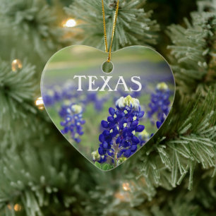 Blauwbonnaars Blauwe Bloemen Texas Texan Floral Keramisch Ornament