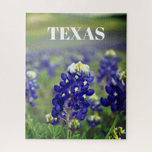 Blauwbonnaars Blauwe Bloemen Texas Texan Floral Legpuzzel (Verticaal)