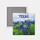 Blauwbonnaars Blauwe Bloemen Texas Texan Floral Magneet (Voorkant / Achterkant)