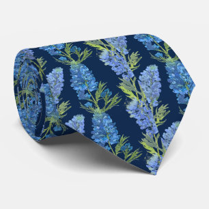 Blauwbonnaars Blauwe Bloemen Texas Texan Floral Stropdas