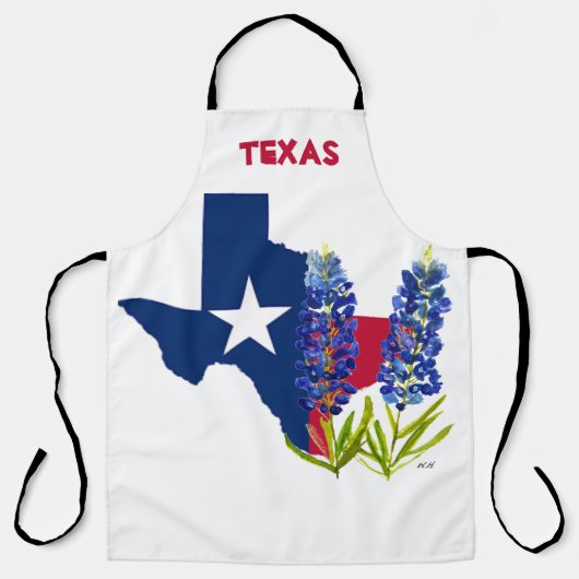 Blauwbonnaars Blauwe Vloeren Texas Texan State Flo Schort (Voorkant)