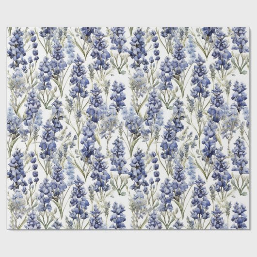 Blauwbonnaars Bloemen Blauwe Waterverf Wilde bloem Cadeaupapier (Vlak)