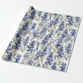 Blauwbonnaars Bloemen Blauwe Waterverf Wilde bloem Cadeaupapier