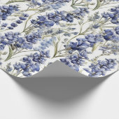 Blauwbonnaars Bloemen Blauwe Waterverf Wilde bloem Cadeaupapier (Hoek)